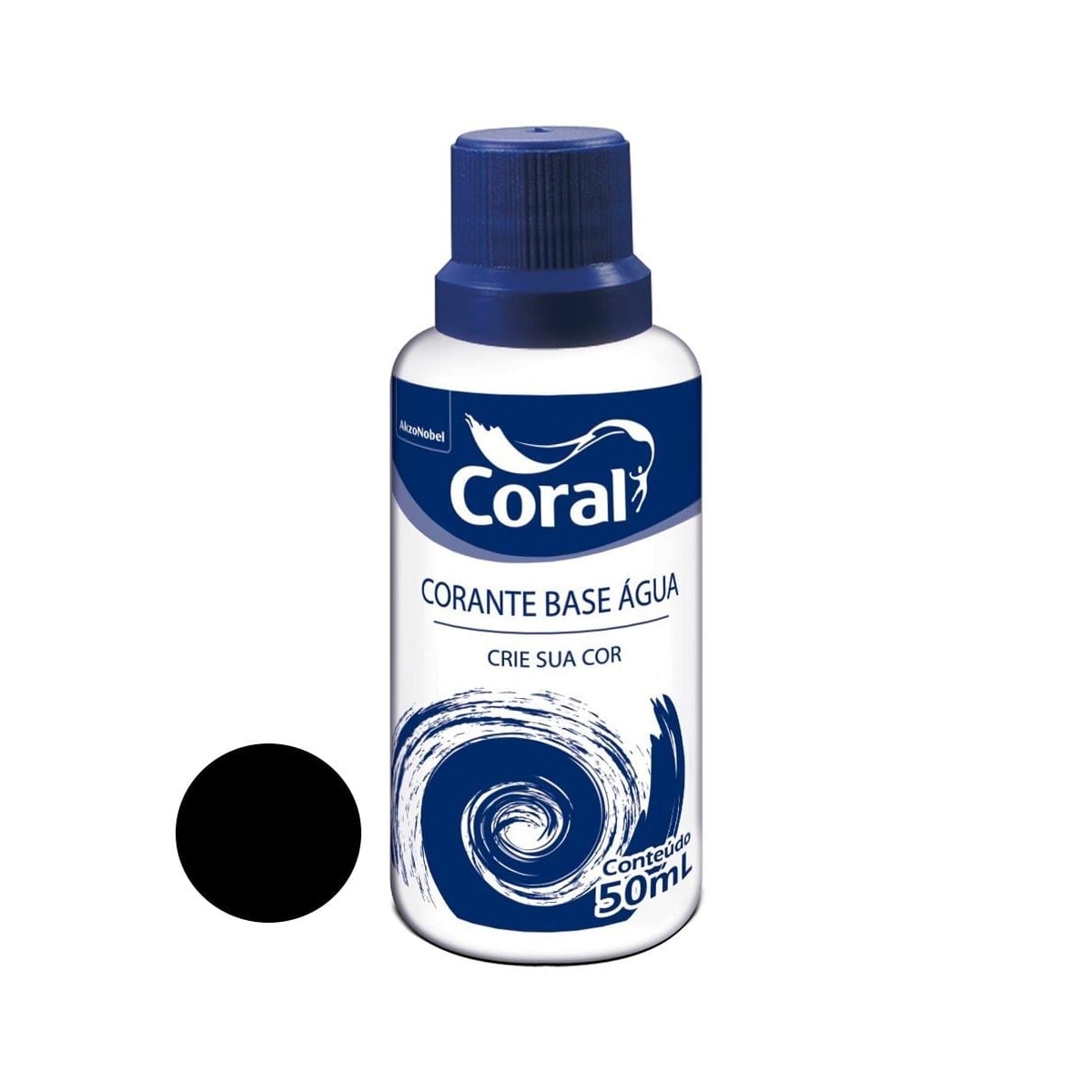 Corante Base Agua Coral 50ml Preto 5202602
