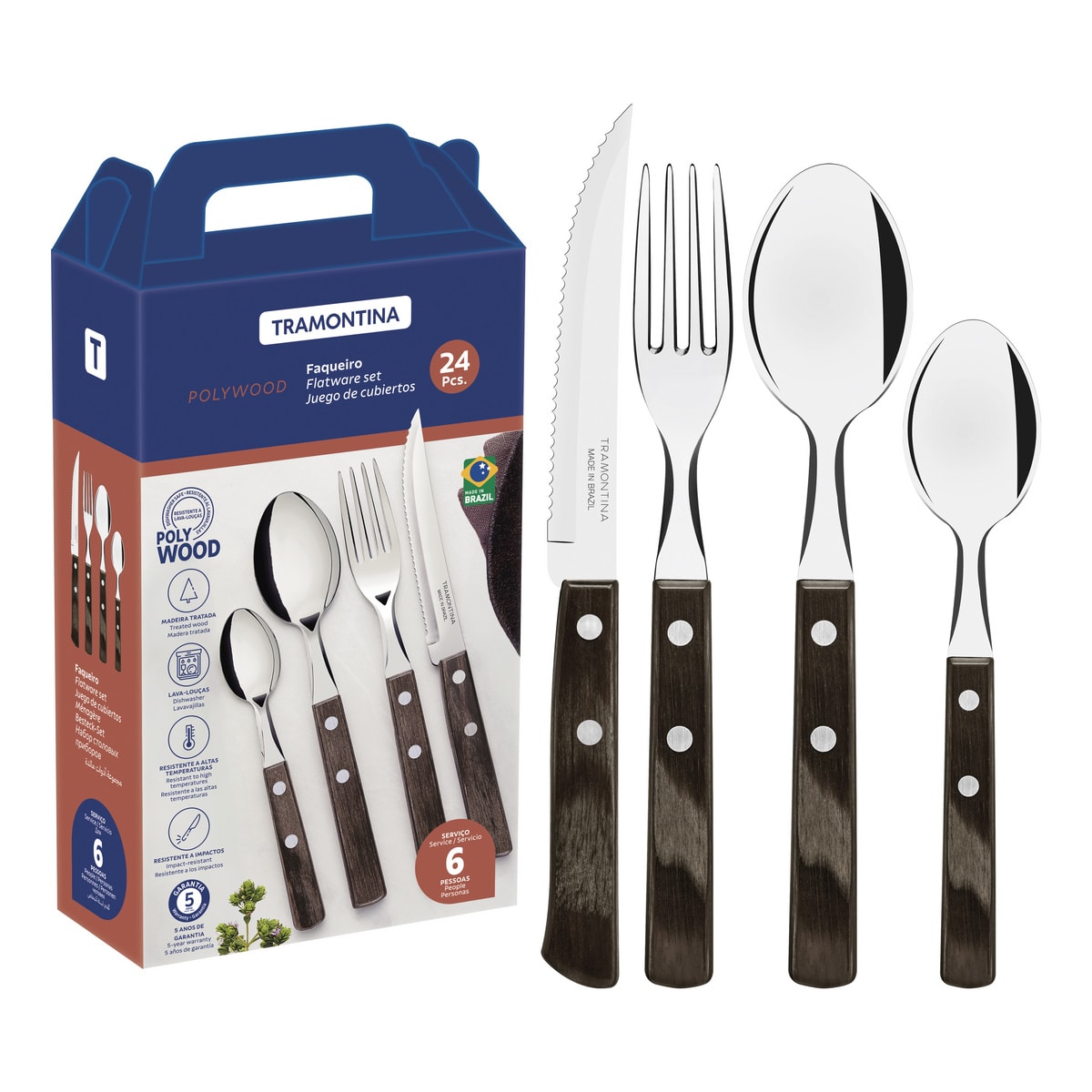 Faqueiro Inox Polywood Cas Tramontina 21199/905