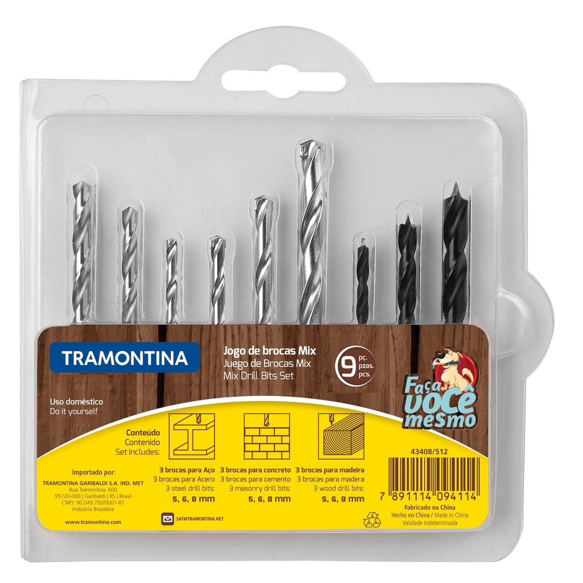 Jg.Brocas Mix (Mad/Conc/Aco) Tramontina 9pcs.43408/512