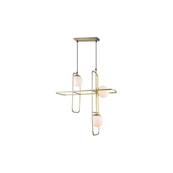 Pend.Globe Iii 3xe27 Opalino Dourado Orluce Or1176