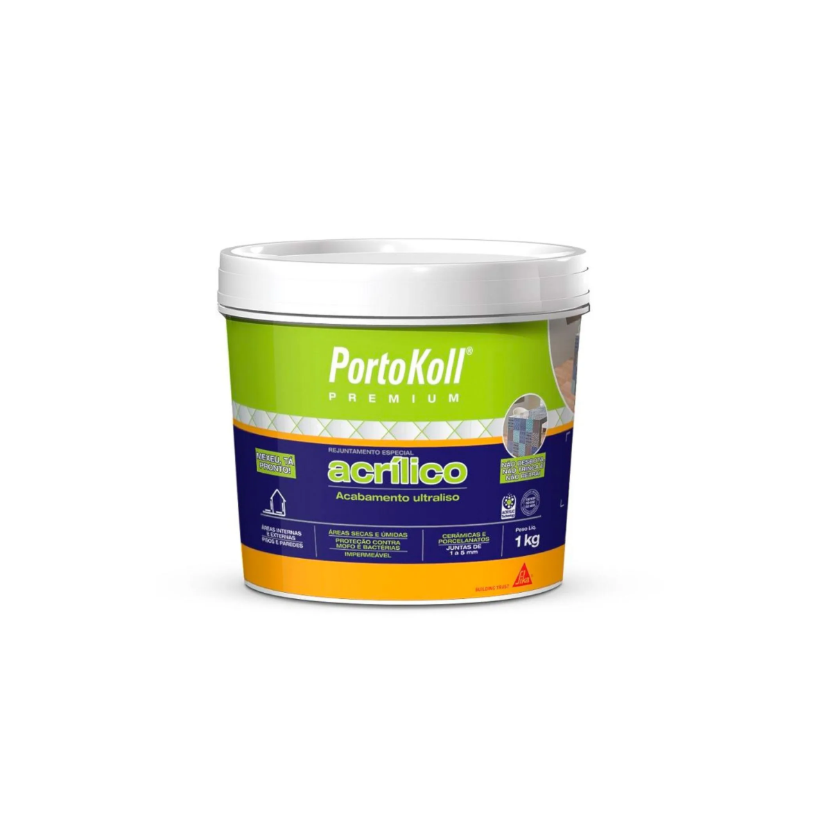 Rejunte Acril Portokoll Branco Brilhante 1kg
