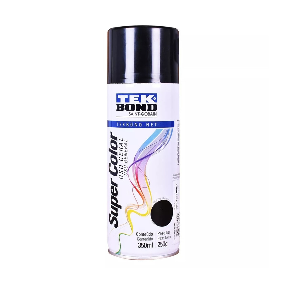 Tinta Aerossol Uso Geral Tekbond Pt Brilhante 350ml/250g 23011006900